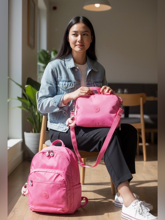 KIPLING School Laptop Backpack & Miyo Insulated Lunch Bag Pink Mermaid Embossed main image 9